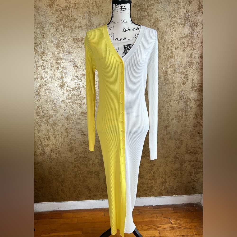 New STAUD Shoko Two-Toned Knit Dress